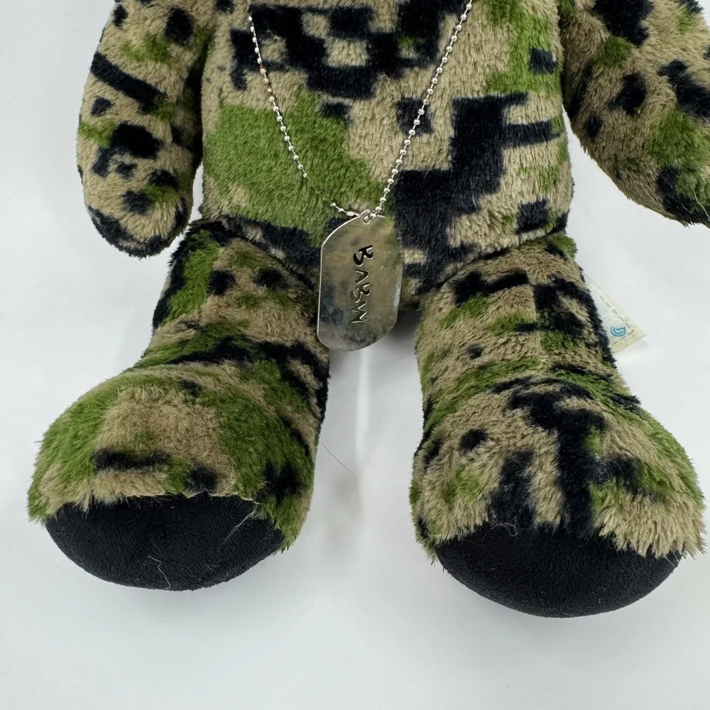 Build-A-Bear Workshop Digital Camo Teddy‎ Bear Green Military with Dog Tag 2015
